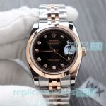 Best Buy Copy Rolex Datejust Black Dial 2-Tone Rose Gold Men's Watch